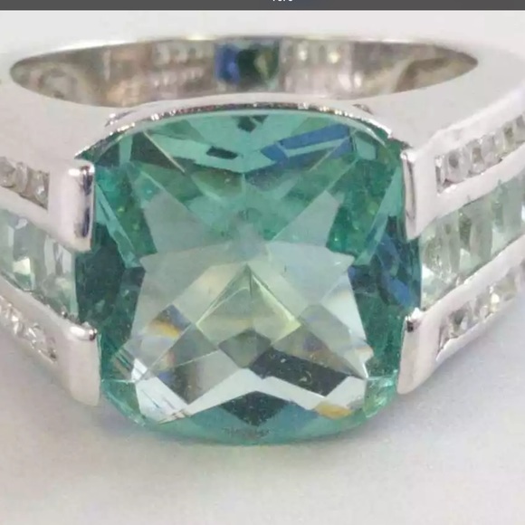 Designer Marked FAS Suspended Blue White 925 Sterling Silver Size 8 Gorgeous - Picture 2 of 6